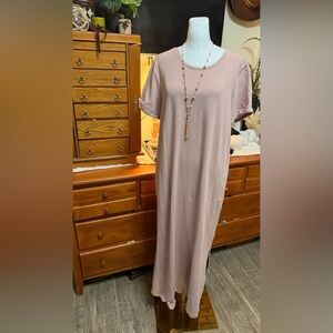 Elegant muted, soft, dusty, rose Maxi Dress by Pure Jill. NWOT